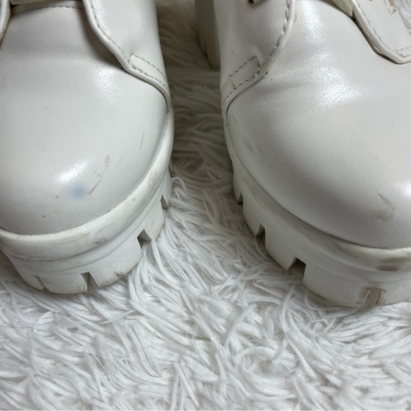 White Platform Lace-Up Heeled Booties - Picture 6 of 9